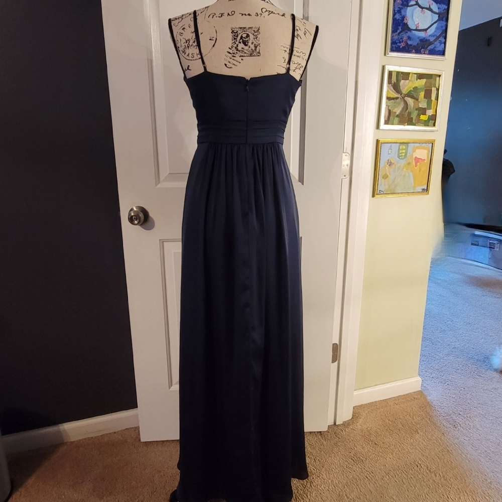 BCBG Paris Size 6 Navy Blue Sleeveless Ruffle Evening Gown Maxi Formal Dress - Picture 4 of 11